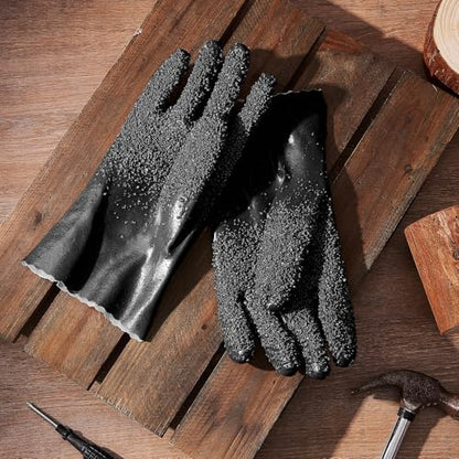 Teenyyou 4 Pairs Sewer Snake Gloves Non Slip and Reusable PVC Sewer Abrasion Resistant Drain Cleaning Waterproof Safety Plumbing Snake Gloves for Men Women Plumber Tools (Black,Regular) - color: Black, size: Standard