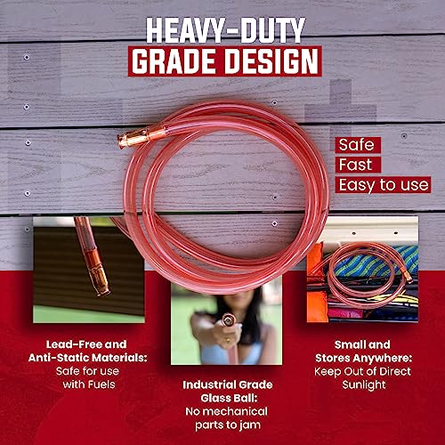 3/4” x 8’ Self-Priming Shaker Jiggler Siphon Hose, FlowPro Siphon Gas & Fuel Transfer Pump, Gas Can Siphon for Boats, Jet Ski, Pontoon. Water Siphon Pump for Hot Tub Drain and Cold Plunge | 7 GPM - size: 3/4” x 8 Foot