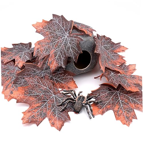 Sosoport 12pcs Maple Leaf Litter Reptile Tank Decor Reptisoil Snakes Lizards Cage Decor