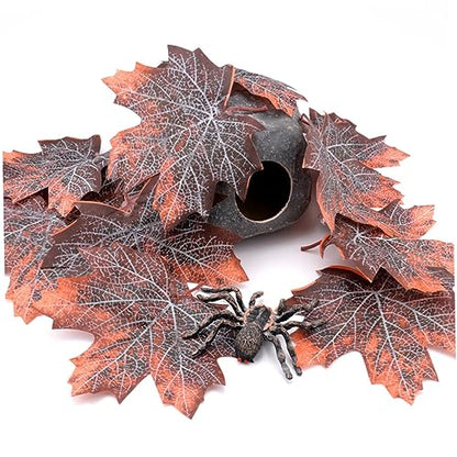 Sosoport 12pcs Maple Leaf Litter Reptile Tank Decor Reptisoil Snakes Lizards Cage Decor