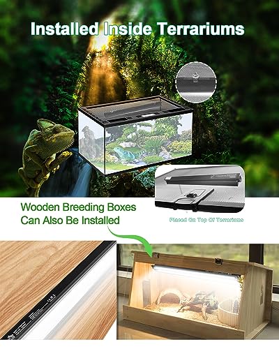 T5 UVB Reptile Light Kit, 39W T5 Reptile Light Fixture with UVB 10.0 Fluorescent Bulb, 35 in Terrarium Hood Light Fixture, Ideal for Tropical and Desert Habitats Reptile - size: 34 In