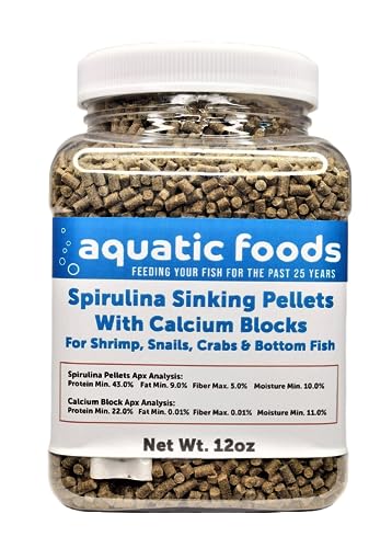Calcium Blocks Included in These Spirulina Sinking Pellets for Shrimp, Snails, Crabs, Catfish, Plecos for All Tropical Fish 1/16" x 3/8" Pellets by Zeigler.12oz Small Jar - size: 12 Ounce (Pack of 1)