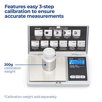 American Weigh Scales Series Digital Pocket Weight Scale Accurately Measures200g x 0.01g, (Silver), AWS-201-SIL - color: Silver, size: 200g x 0.01g