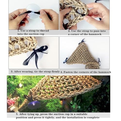 Adullpony Bearded Dragon Tank Accessories Set: Reptile Habitat Decor with Climbing Hammock Toys, Natural Wood Hideout for Hermit Crab, Lizard, Leopard Gecko,Crested,Tortoise, Snake