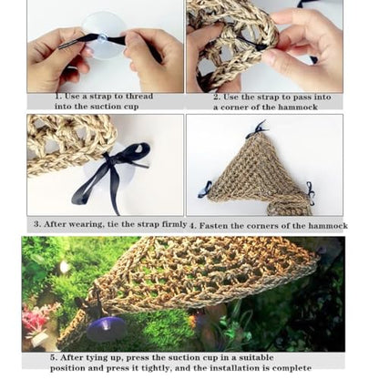 Adullpony Bearded Dragon Tank Accessories Set: Reptile Habitat Decor with Climbing Hammock Toys, Natural Wood Hideout for Hermit Crab, Lizard, Leopard Gecko,Crested,Tortoise, Snake