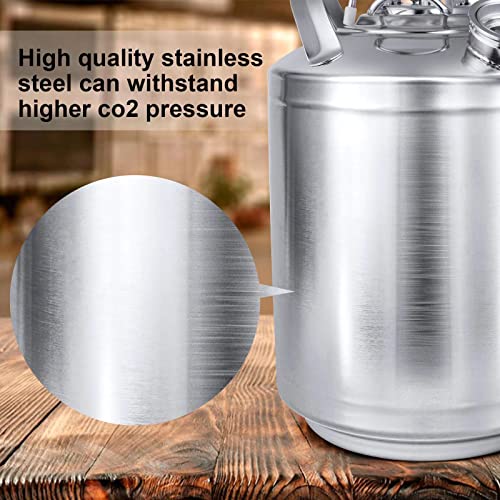 2.5 Gallon Stainless Steel Cleaning Keg, Dual Head-Sankey D Ports | Heavy-Duty Stainless Steel, Portable Design with Dual Handles, Features Relief Valve, Easy to Use for Cleaning(10L)