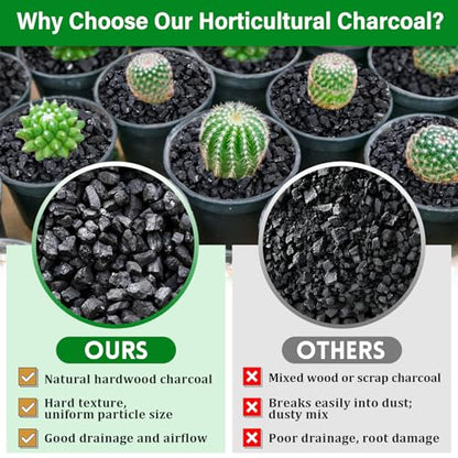 10QT All Natural Horticultural Charcoal- Activated Hardwood Plant Charcoal for Soil Amendment, Conditioning Bonsai Soil, Succulent, Terrarium Supplies, Indoor Plant Potting Soil - color: 10 QT