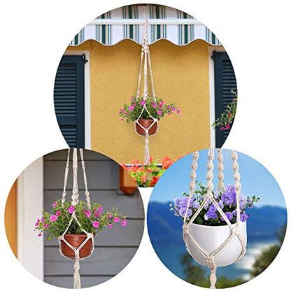 MIPON 3 Pack Macrame Plant Hangers, Hanging Planters for Indoor Plants | 3 Sizes (34"/41"/46") Handmade Cotton with Hooks, Boho Home Decor for Patio Balcony Living Room, Fits 5-10 Inch Pots