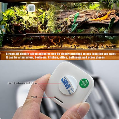 Reptile Tank Thermometer, Mini Digital Hygrometer Thermometer Gauge, Indoor Outdoor Temperature Humidity Meter for Greenhouse Humidors Incubators Reptile Terrarium Jars, Fahrenheit (℉) or Celsius(℃)