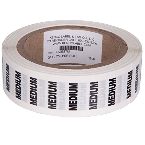 Clothing Size Strip Labels - 1.25" X 5" - 250 Strips Per Roll - Clear with Black and White Ink by Kenco (Medium) - size: Medium