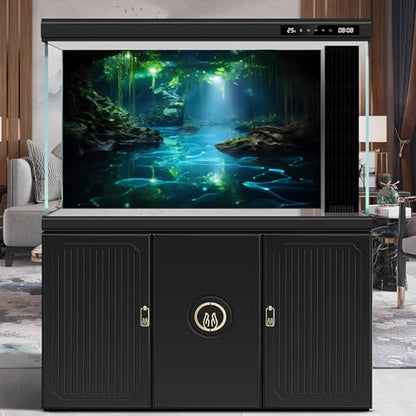Fantasy Underwater Cave Aquarium Background Light Beam Crystal Clear Water Fish Tank Background Tropical Green Plants Undersea Cave Terrarium Backgrounds Misty Jungle Reptile Tank Backgrounds 24x12in - color: Black_Green, size: 24(W)x12(H)in