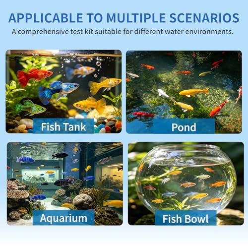 12 in 1 Accurate Aquarium Test Kit, Fresh and Salt Water Test Strips | 170 Strips, Fish Tank Aquariums Water Test Kit, Easy Fast Test Way, Multiple Uses, Includes Ammonia Phosphate Strips and More
