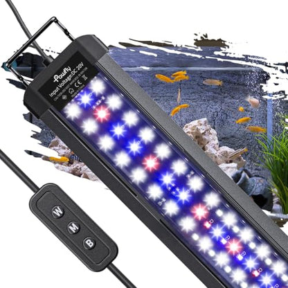 Pawfly 21W Aquarium LED Light for 30 to 36 Inch Fish Tanks Extendable Fish Tank Light with Full Spectrum Brilliant White Blue Red Lights with Daytime & Night Modes and Adjustable Brightness - color: Basic, size: 30"-36"
