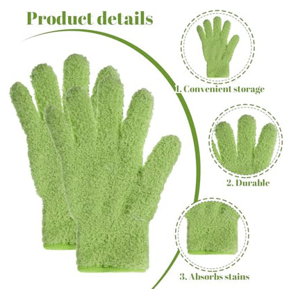 Microfiber Gloves, Dusting Gloves Microfiber Glove for Plants Mittens for houseplants Leaf Plant Care(Green)