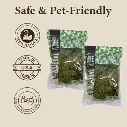 Mood Moss for Terrarium Habitats, Small 2-Pack | Preserved Moss for Reptiles, Amphibians & Invertebrates Terrariums, Humidity Control, Soft, Dye-Free, Family Owned, USA Made - size: Small 2-pack, style: Mood Moss