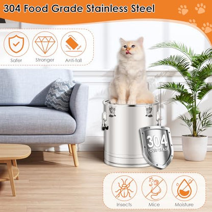 Stainless Steel Dog Food Storage Container,50LB/55LB Airtight Dog Food Storage Container with Lid to Keep Fresh,Easy Clean Large Pet Food Storage Container with Scoop for Cat Food,Chicken Feed,Rice - size: 50 LBS