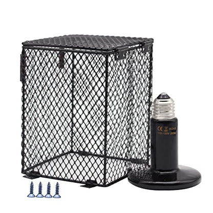 Reptile Lampshade Heating Lamp Shade 100W Ceramic Lamp & Cubiod Heater Guard Anti Scald for Lizards Spider and Amphibians Tortoises Gecko