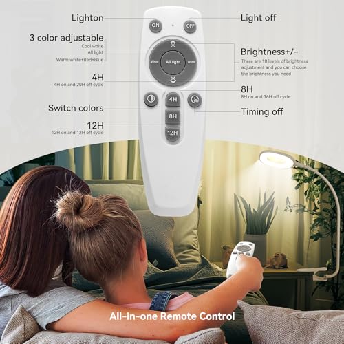 2 Packs Plant Growing Lamp, LED Pot Clip-on Plant Light for Growing | Full Spectrum Plant Light with Remote, 4/8/12H Timer, 10 Level Dimmable for Small Plants Succulents Seedlings - size: 2 Pack
