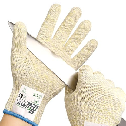 Schwer SlicePro Ultra-Durable ANSI Cut Resistant Gloves PR1501, 10X Reinforced Food Grade Cutting Glove, Mandoline Gloves for Kitchen Meat Cutting, Oyster Shucking, Fish Fillet Processing, M | Non PFAS, No Glass Fiber, for Kitchen Food Prep, Mandolin Slic