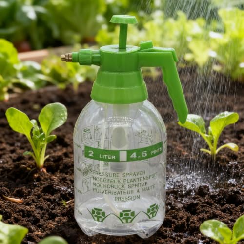 2L Handheld Garden Pump Sprayer 0.5 Gallon Water Mist Spray Bottle for Plants with Adjustable Brass Nozzle Orange (2L Green) - color: 2L Green