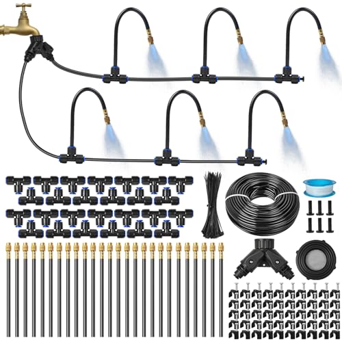 33Ft 1/4" Drip Irrigation System for Garden – Automatic Atomizing Sprinkler System for Outdoor Plants Raised Bed, Yard, Potted Plants & Lawn - size: 33FT 1/4'' Main tube