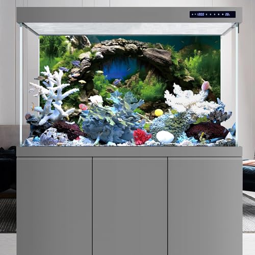 AWERT 72x24 inches Arch Stone Aquarium Background River Bed & Lake Aquarium Vinyl Background Aquatic Plant Fish Tank Background - size: 72x24in/180x60cm