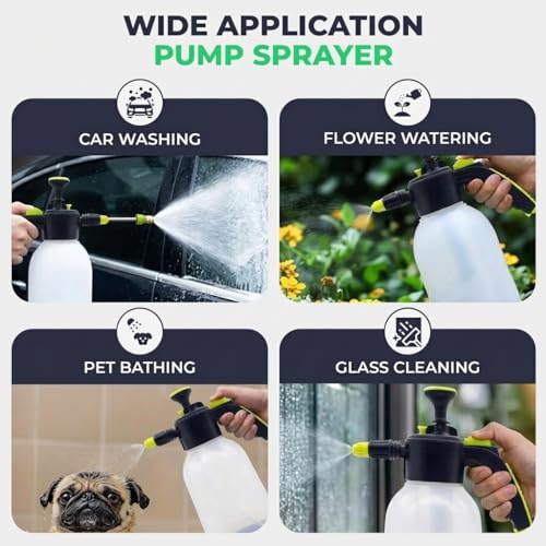 Flora 0.5 Gallon Garden Pump Sprayer – Handheld Pressure Sprayer with Adjustable Nozzle, Lock-On Trigger & Comfort Grip for Plants, Lawn, Home & Car Care