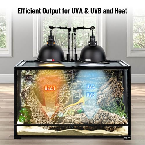 REPTI ZOO Reptile Light Fixture 2 Pack, 8.5inch Deep Dome Reptile Heat Lamp with Separate Switch and Hook, Basking Light Fixture for Bearded Dragon Snake Lizard, Suitable for E26 Bulbs Up to 150W