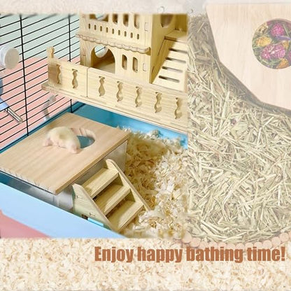 Transparent Rectangle Hamster Sand Bath Box for Hamster Cage Accessories, Digging Sand Container with Climbing Ladder, Large Sandbox for Hamsters Dust Bath and Play Sand，Large - size: L
