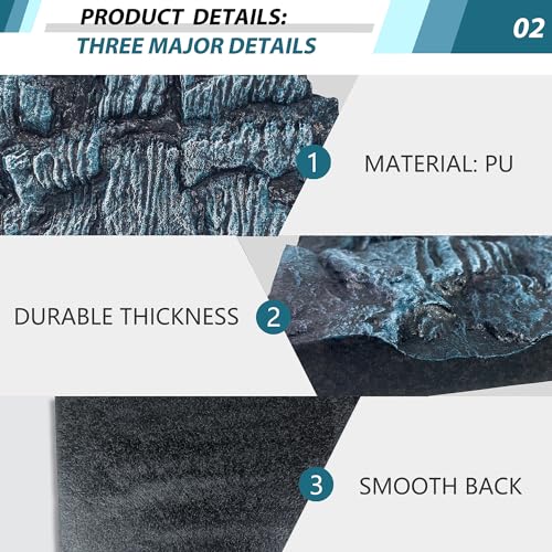 17.7x11.8in Rock Terrarium Background,3D Reptile Tank Background Board,Amphibian Stereo Backdrop Wall,Lizard Snake Gecko Spider Turtle Fish pet silo Background Decorative Panel(Blue) - color: Blue-17.7"*11.8"（1pcs）