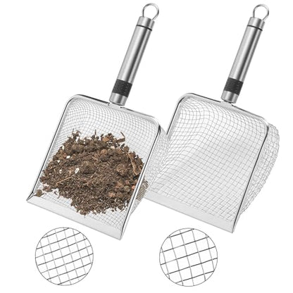 Adnee 2 Pcs Wider Gardening Soil Sifter-5.5" W Garden Sieve Sifter with Handle (3.8/5 mm Mesh)-Portable Gardening Sifter for Gradening Sand Soil Dirt Compost - color: 2 Set