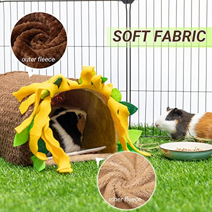 Guinea Pig Hideout, Fleece Tunnel House Small Pet Cage Accessories | Soft Play & Sleep Small Animal Hideout Tube, Cozy Bed Nest for Hamster Rat Chinchilla Hedgehog - color: Brown