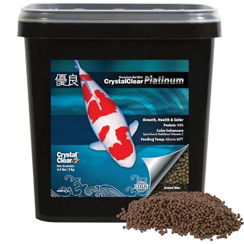 CrystalClear Platinum Fish Food Floating 5mm Pellets, 4.4 lbs | For Koi & Goldfish, premium nutrition to boost growth, color, and wellness in backyard ponds & water gardens - size: 4.4 Pound (Pack of 1)