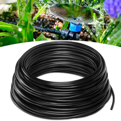 1/4" Irrigation Tubing for Quick Connect Drip Irrigation 100 feet | Mainline Tubing for Drip Irrigation System Kit or Blank Distribution Hose for Any Gardening Project, Black