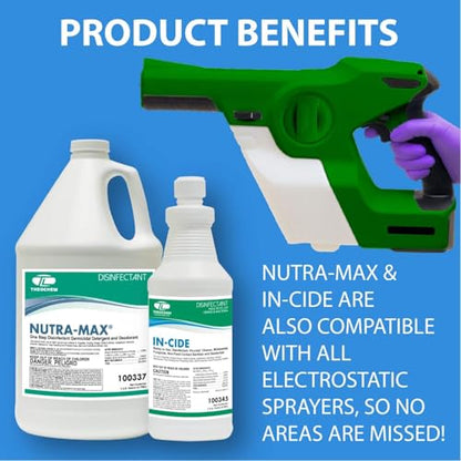Nutra-Max Hospital Grade Disinfectant Concentrate, 1 Gallon | EPA List N & G, 1:32 Concentrate Makes 32 Gallons, Kills 99.9% of Viruses & Bacteria, Multi-Surface Cleaner
