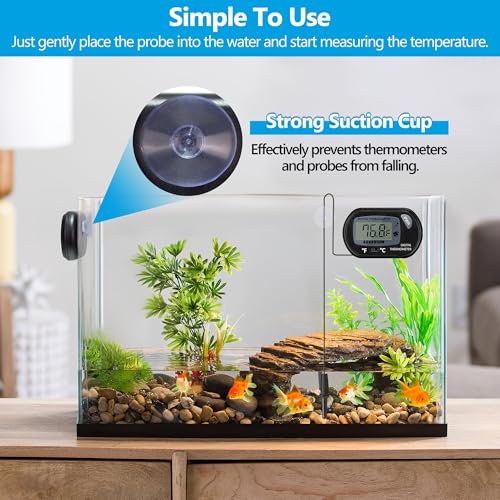 DaToo Aquarium Thermometer with Large LCD Display Fahrenheit/Celsius(℉/℃) Fish Tank Thermometer for Aquarium Reptile Terrarium Digital Water Thermometer with Suction Cup(2 Pack) - size: 2 Pack