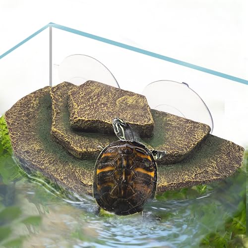 Tfwadmx Turtle Basking Platform, Tortoise Basking Platform with Suction Cups, Tortoise Climbing Ramp Dock, Turtle Floating Resting Terrace for Terrapins, Frogs (Brown) - color: Brown