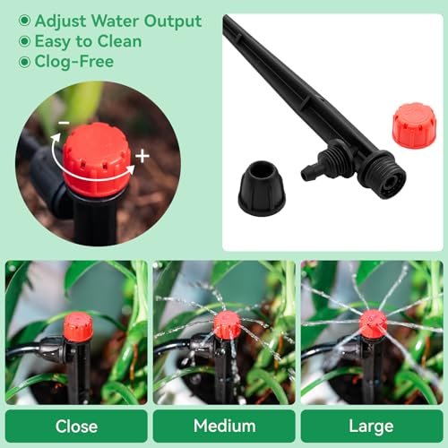 1/4" Drip Irrigation Emitters for Garden Irrigation System,30 Pack | 360 Degree Adjustable Irrigation Drippers for 1/4" Irrigation Tubing,Ideal for Flowerbed,Vegetable,Pot Plants Daily Watering - size: 30pcs Irrigation Drippers
