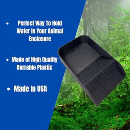 Hermit Crab Watering Pool | Platform Pool Accessory with Access Ramp for Hermit Crabs | 6.5" x 4" | Made in USA (Salt Only, Black) - color: Salt Only, Black
