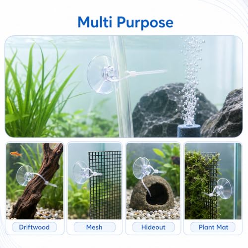 JJUNW 40 Pcs Aquarium Suction Cups, Fish Tank Suction Cups with Zip Ties | Adjustable Cables Set Fish Tank Tools for Holding Airline Tubing Decorations Shrimp Nests and Reptile Hammocks