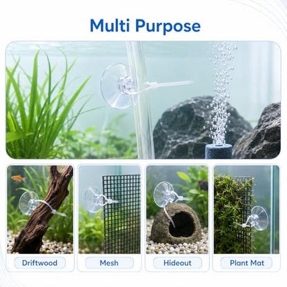 JJUNW 40 Pcs Aquarium Suction Cups, Fish Tank Suction Cups with Zip Ties | Adjustable Cables Set Fish Tank Tools for Holding Airline Tubing Decorations Shrimp Nests and Reptile Hammocks