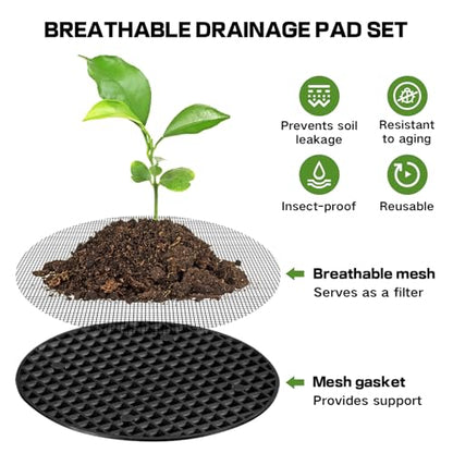 60 Mesh Screen for Planter Pots, Plant Drainage Insert, Pot Grid Mats Pads | 50PCS Mesh Screens + 10PCS Pot Bottom Grid Mats, 4 Inch Breathable Reusable Flower Pot Hole Pads For Indoor Outdoor Planters - size: 4 Inch