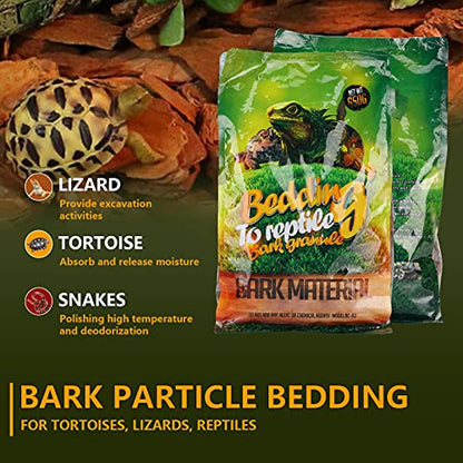 flexman 1Bag Reptile Bark Chips, 650g Forest Terrain Bark Fine Chips Bedding Brick for Lizards Tortoises Snakes Geckos Frogs (Brown) - size: small particles