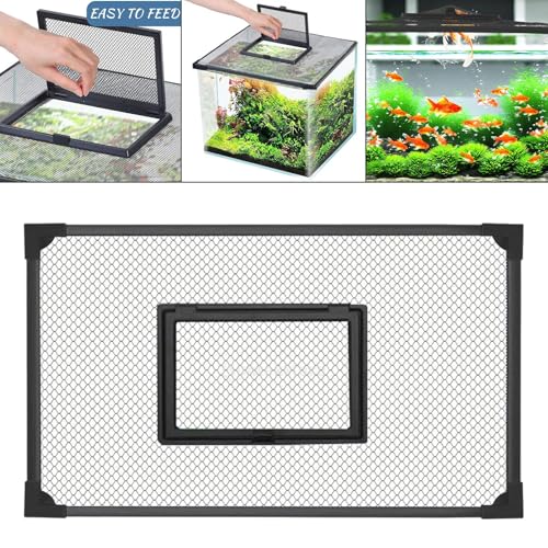 Aquarium Anti Jumping Net with Window Fine Mesh Black Cuttable DIY Tank Cover Protective Screen - size: 100x50cm