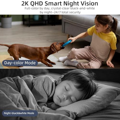 Rraycom 3Pack 4MP Indoor Baby & Pet Monitor Camera, 360° Auto Tracking, Cry & Sound Detection, Dual-Band 2.4G/5G WiFi, SD & Free Cloud Storage, Alexa & Google Home Compatible - size: 3Pack