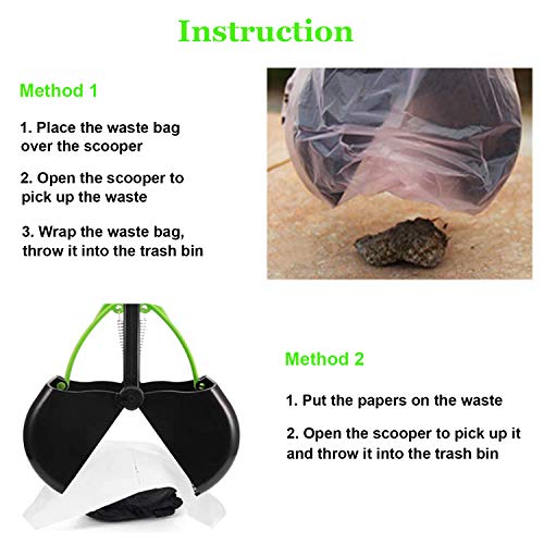 ienjoyed 28" Large Pooper Scooper for Dogs, Heavy Duty Poop Scooper for Large Medium & Small Dog, Pet Dog Pooper Scooper for Grass & Gravel Pick Up - color: Green
