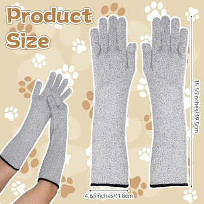 Pet Handling Gloves Cut Resistant Garden Sleeves 15.5” Extra-Long Cat Grooming Arm Sleeve Anti-Scratch Bite Resistant Protective Sleeves Arm Guards for Men Women Gardening Cutting Pet Grooming (1pair)