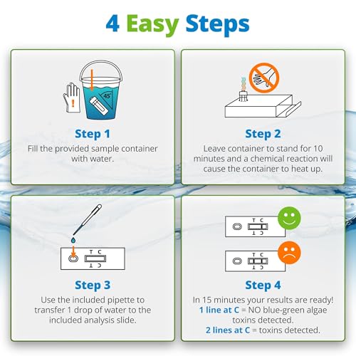 5Strands Blue Green Algae Test Kit (2 Pack), On Site Lake & Pond Water Testing, Water Safety Test, Algae Detection, Fast 10 Minute Results