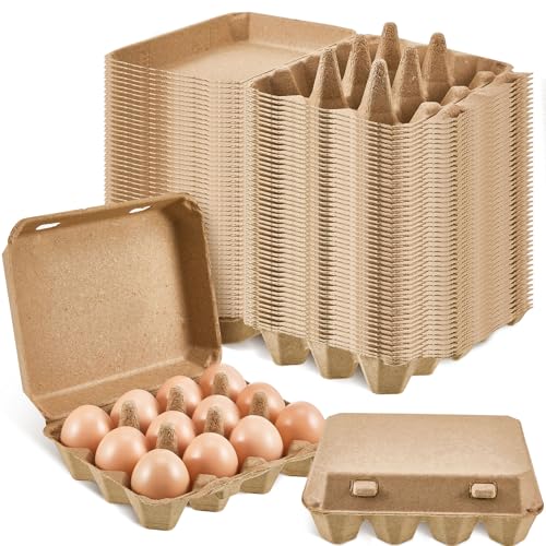 Rtteri 50 Pcs Egg Cartons Bulk 3x4 Style Egg Storage Containers Holder for Fresh Duck Quail Storage Kitchen Family Farmhouse (Natural Color) - color: Natural Color, size: 3x4