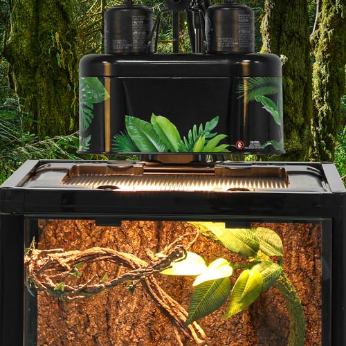 REPTI ZOO Nano Dual Dome Reptile Light Fixture and 25W Reptile Heat Lamp Combo Pack, Mini Daylight Basking Spot Heat Lamp & Nano Heat Emitter Basking Spot Lamp